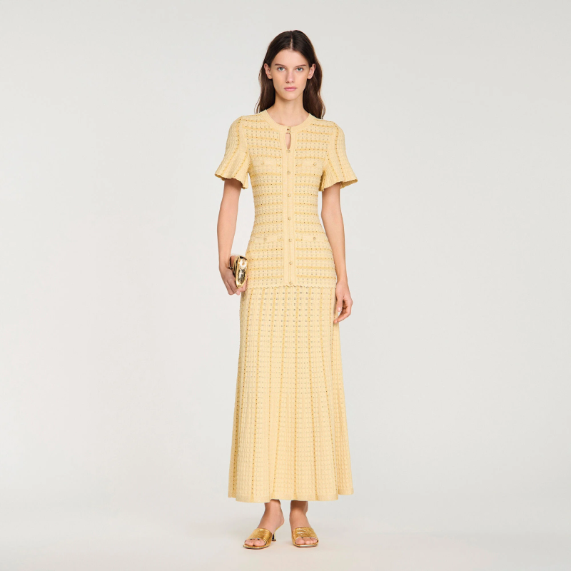 Robe longue maille strassée