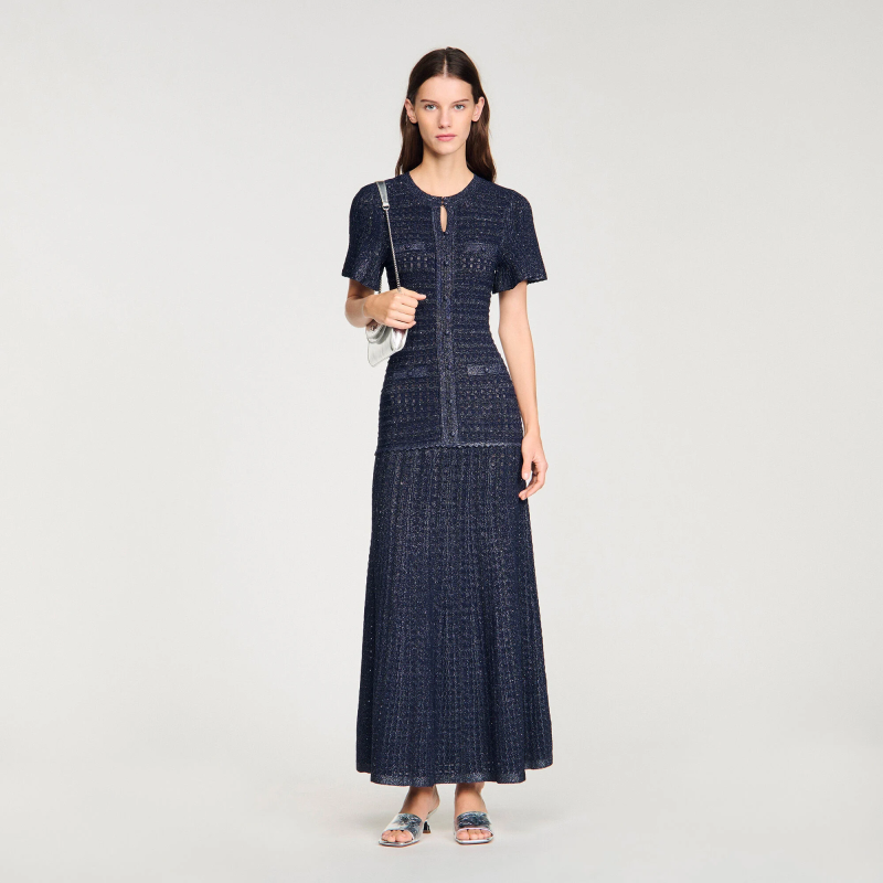 Robe longue maille strassée